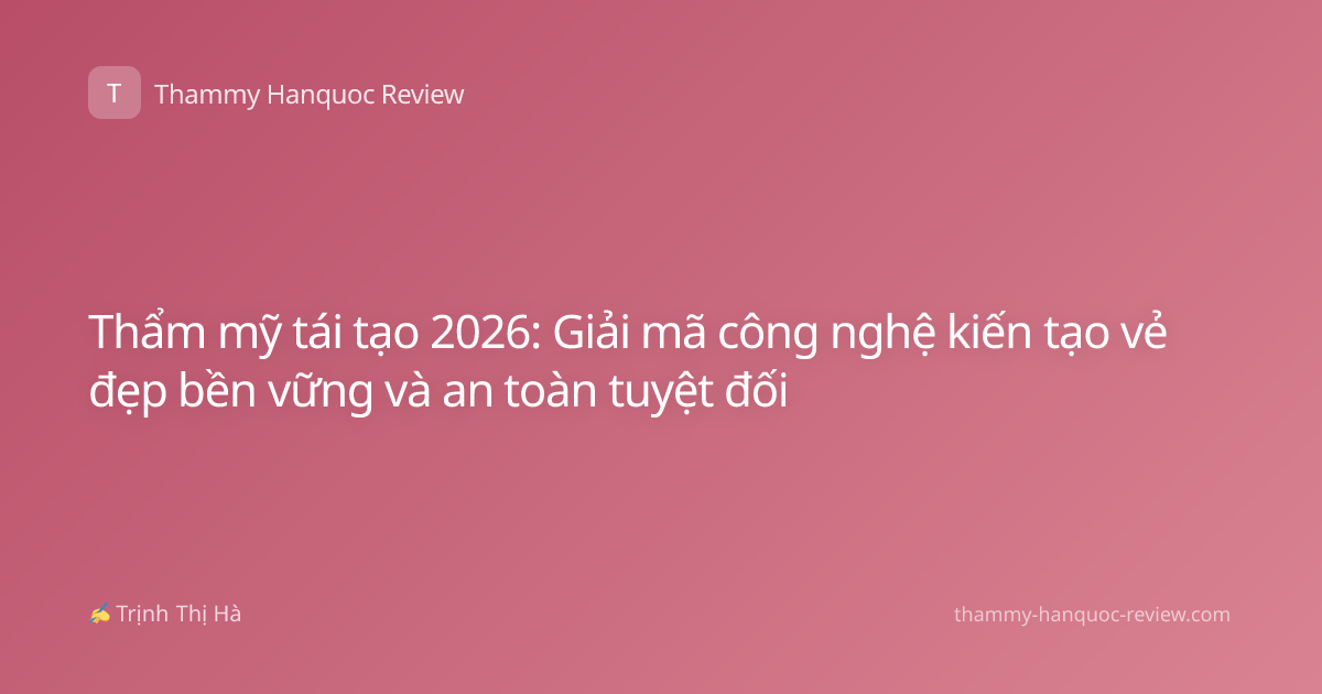Thẩm mỹ tái tạo 2026: Giải mã công nghệ kiến tạo vẻ đẹp bền vững và an toàn tuyệt đối